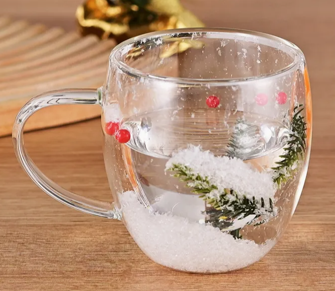 Heat-Resistant Double-Walled Christmas Snow Scene Coffee Mug – Hot & Cold Beverage Cup