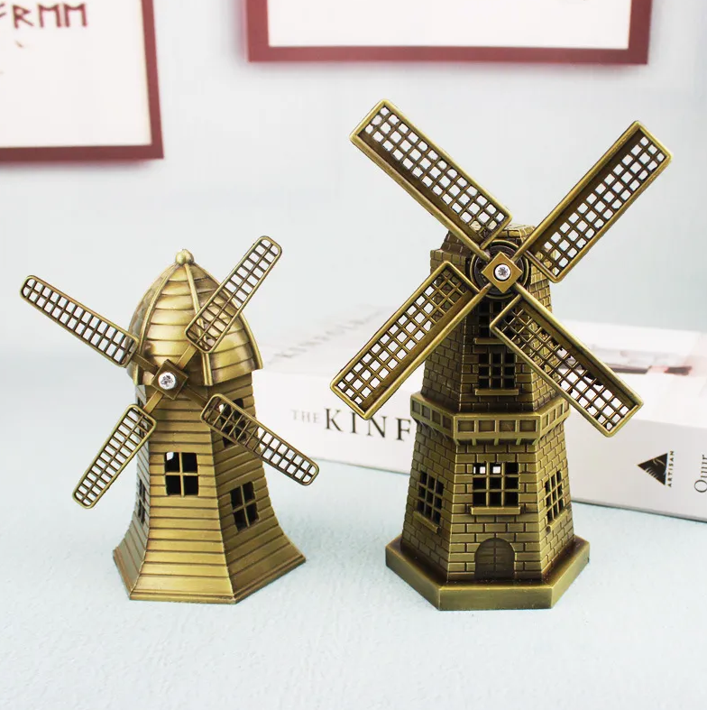 Custom Dutch Windmill Metal Alloy Souvenir – Holland Netherlands Desktop Showpiece