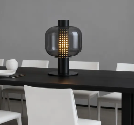Simple Style LED Table Lamp with Decorative Iron & Glass Lampshade